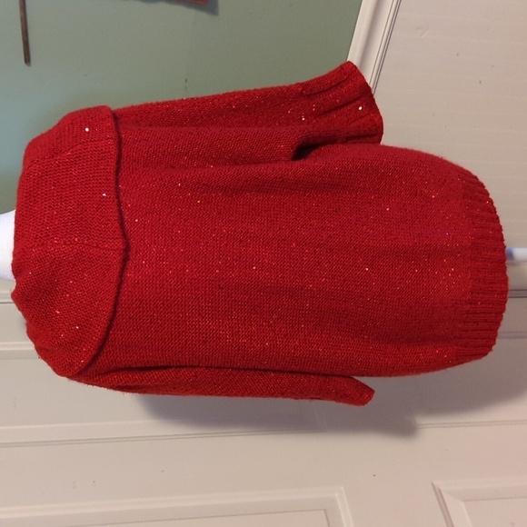 Chico's Red Glitter Holiday Turtleneck Sweater Large Size 3 - Picture 5 of 9